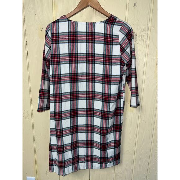 NY Collection Cardigan Jacket Womens Medium Flannel Plaid Duster Topper Lightwt - Picture 7 of 7